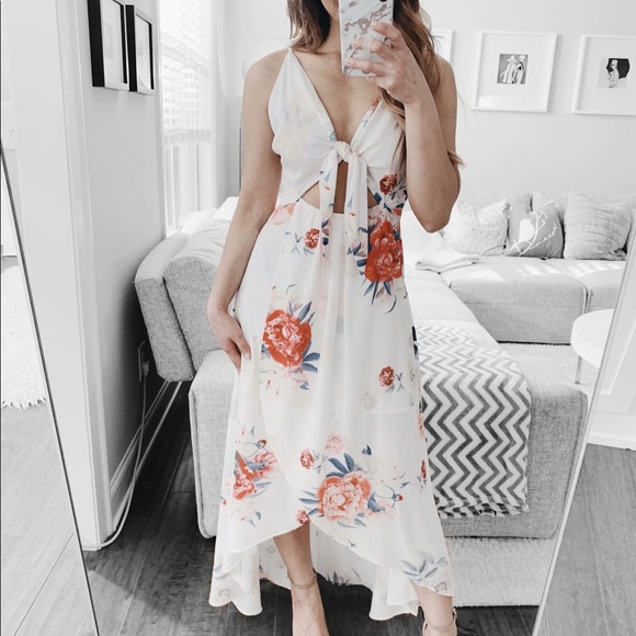 Asymmetrical Front Tie Goddess Dress - Picture 2 of 8